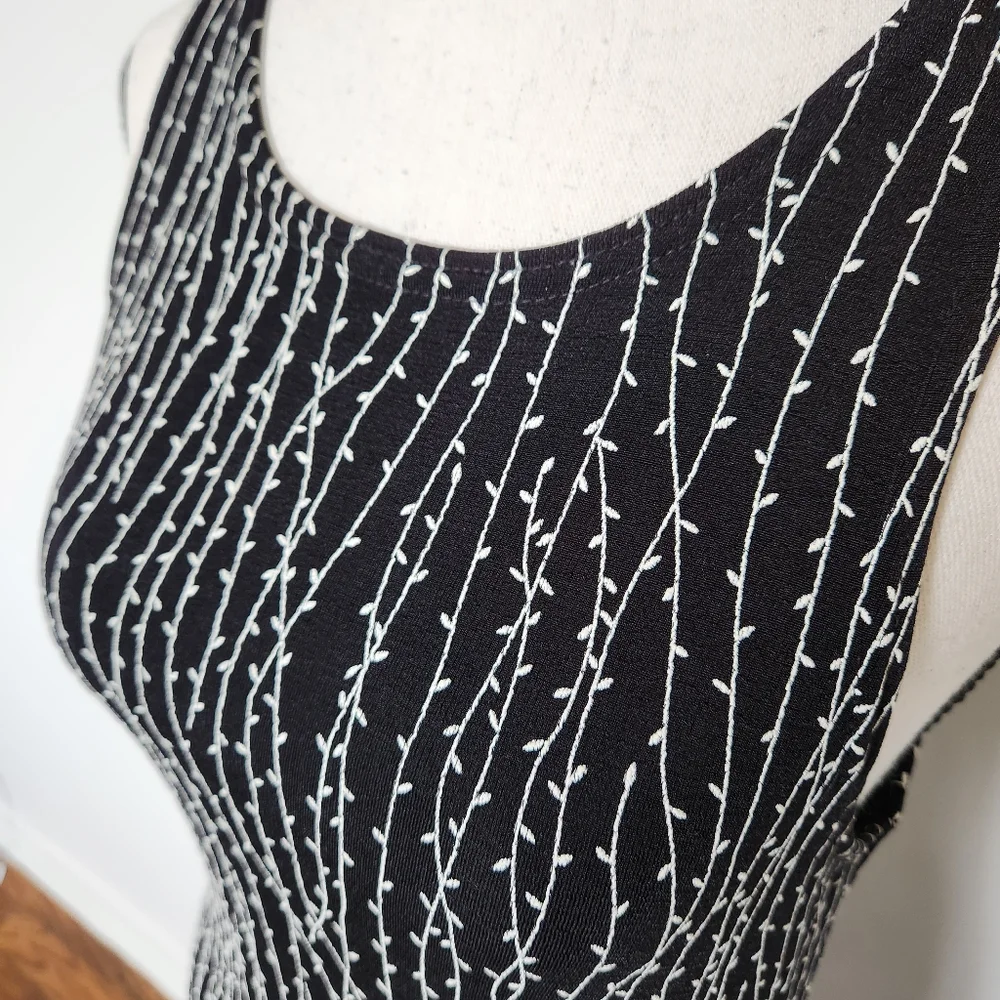 All That Jazz Vintage Mini Dress 90's Black White Slinky Sexy Goth Stretch S - Picture 4 of 13